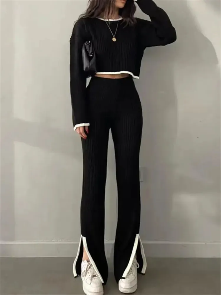 Autumn Winter 2 Pieces Women's Outfit Knitted Tracksuit*