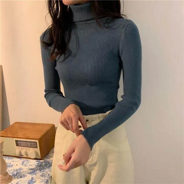 Autumn Winter Knitted Sweater Pullovers Turtleneck Sweater