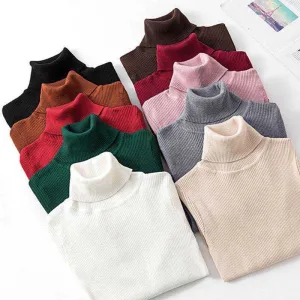 Autumn Winter Knitted Sweater Pullovers Turtleneck Sweater