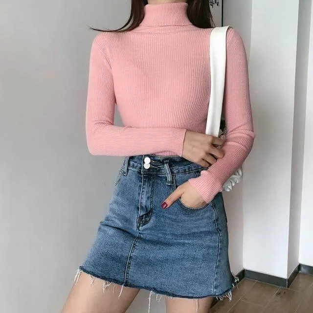 Autumn Winter Knitted Sweater Pullovers Turtleneck Sweater