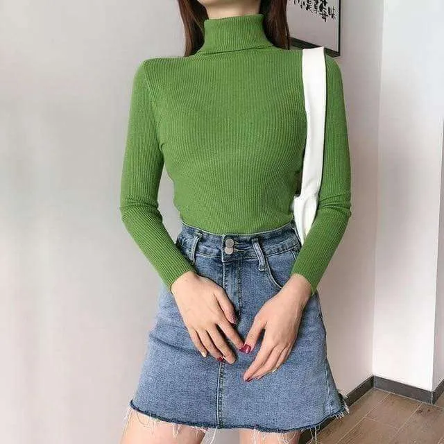 Autumn Winter Knitted Sweater Pullovers Turtleneck Sweater
