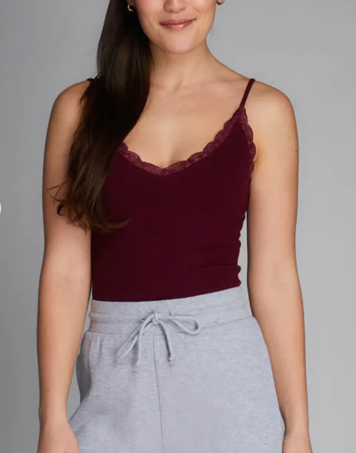 Bamboo Ribbed Camisole with Lace