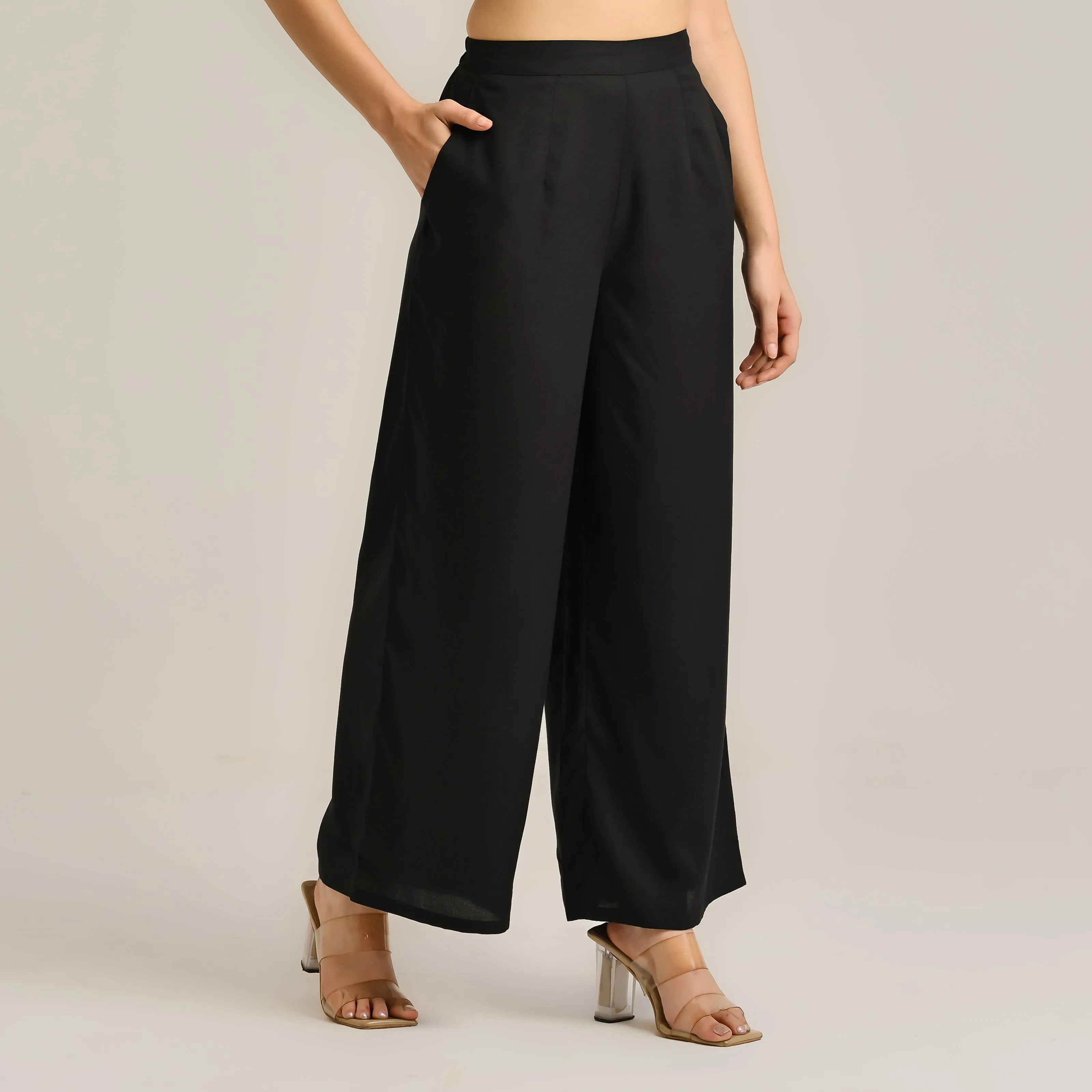Black Flared Palazzo Pants