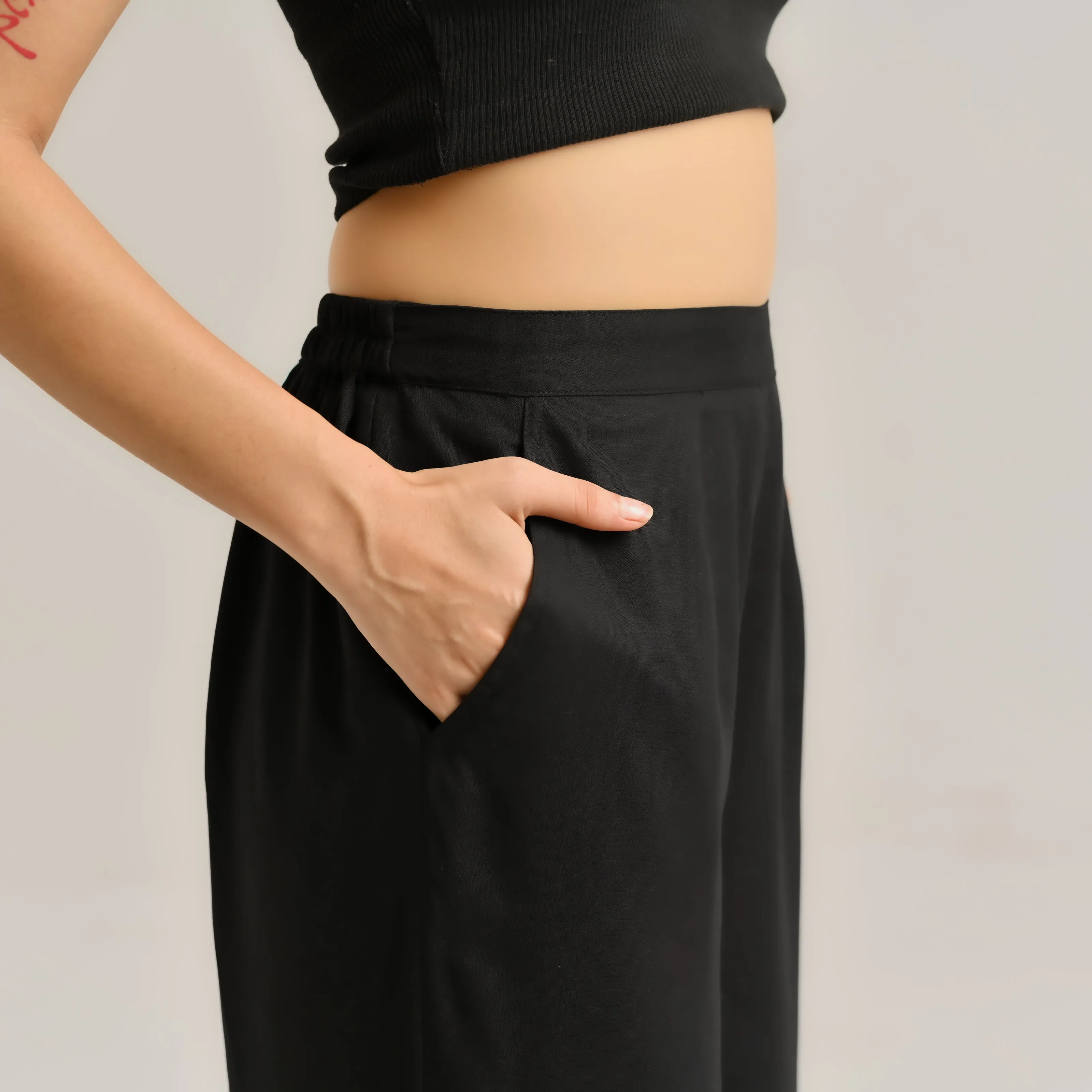 Black Flared Palazzo Pants