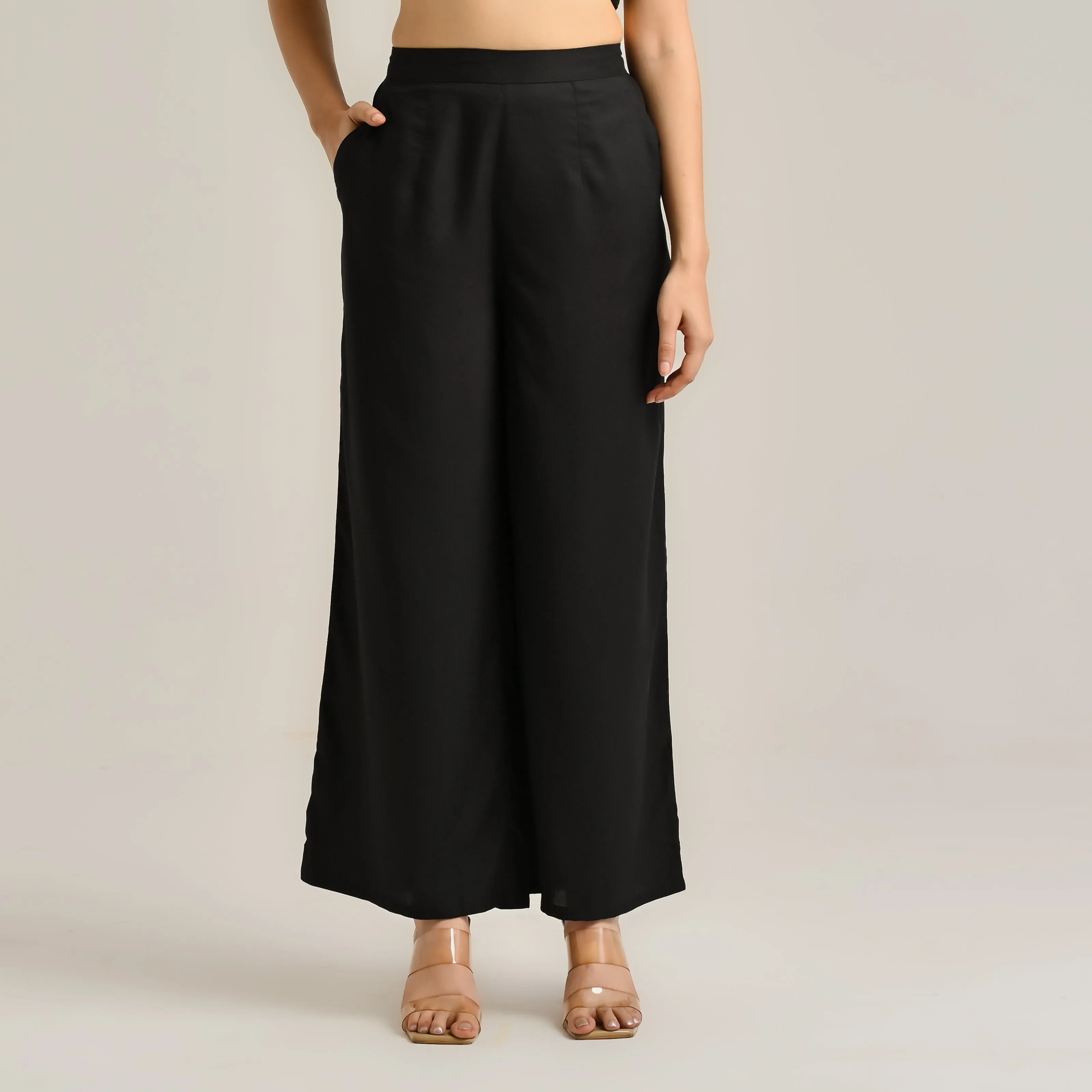 Black Flared Palazzo Pants