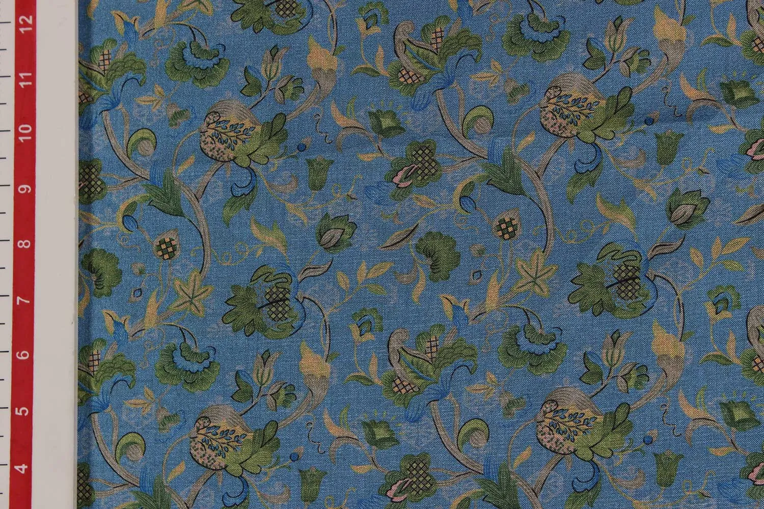 Blue Tussar Impression Fabric