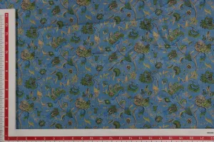 Blue Tussar Impression Fabric