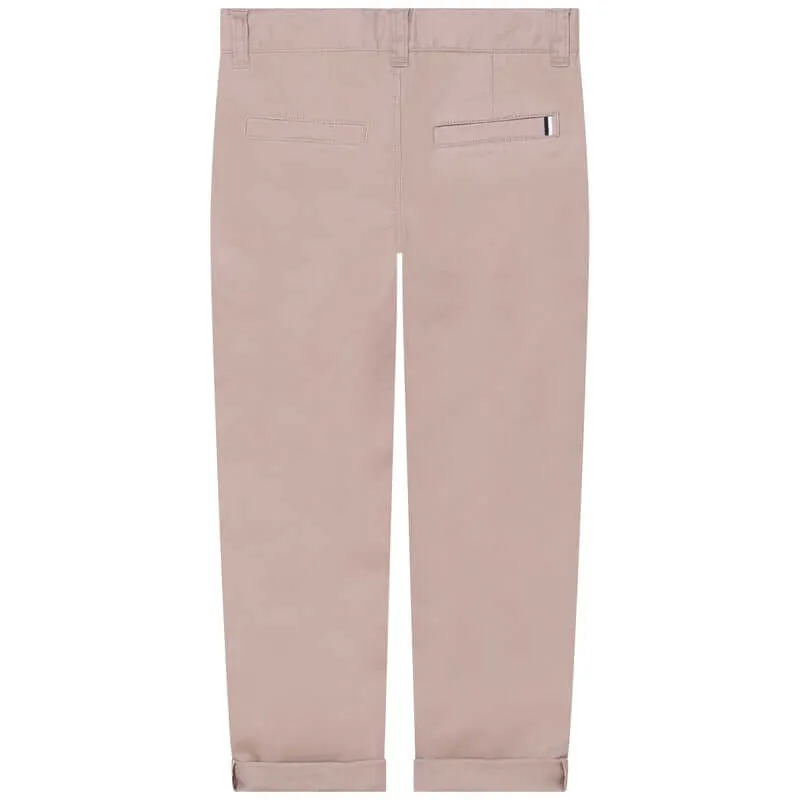 Boys Camel Cotton Chino Trousers