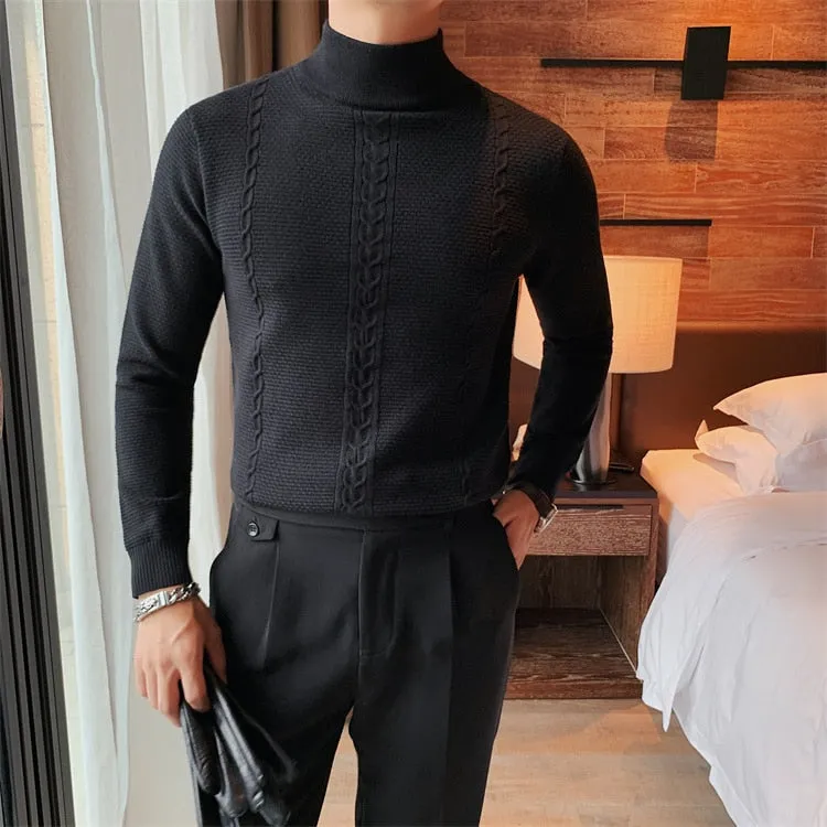 British Style Casual Knitted Turtleneck Sweater