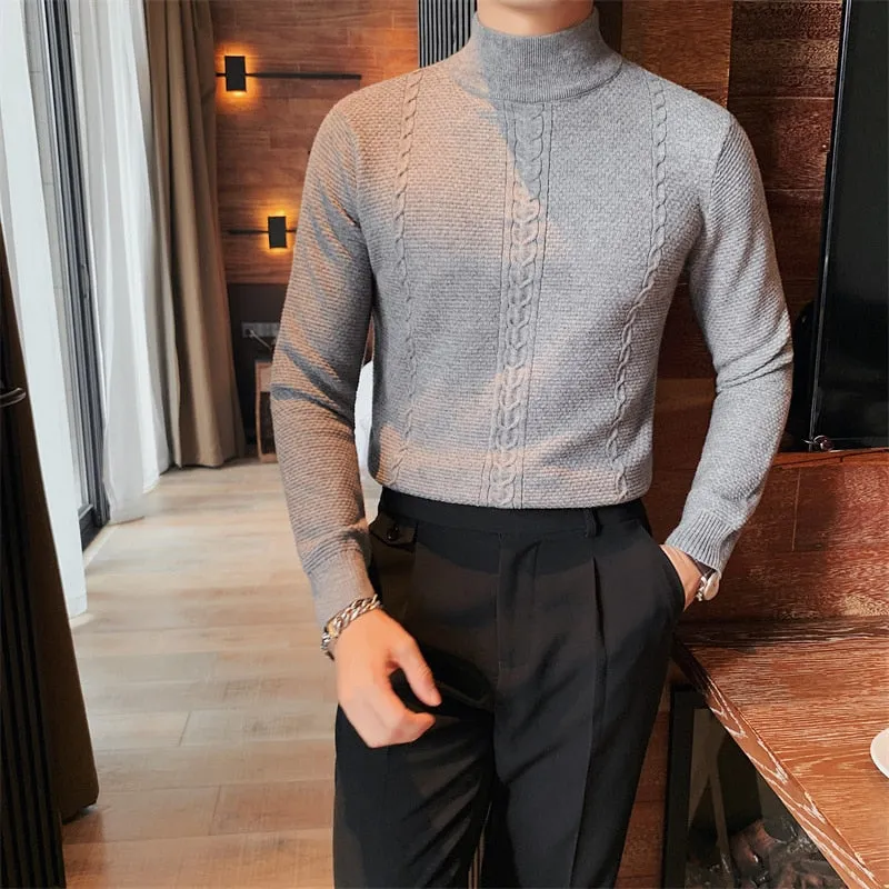 British Style Casual Knitted Turtleneck Sweater