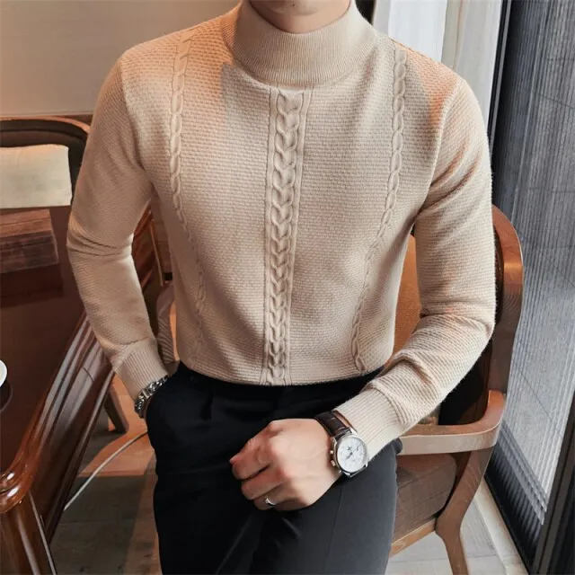 British Style Casual Knitted Turtleneck Sweater