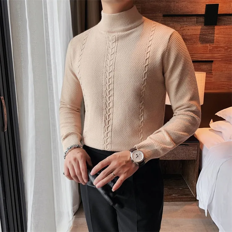 British Style Casual Knitted Turtleneck Sweater