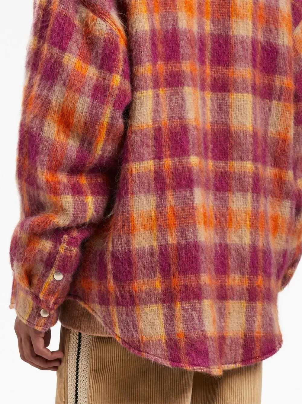BRUSHED WOOL PLAID-PRINT SHIRT JACKET