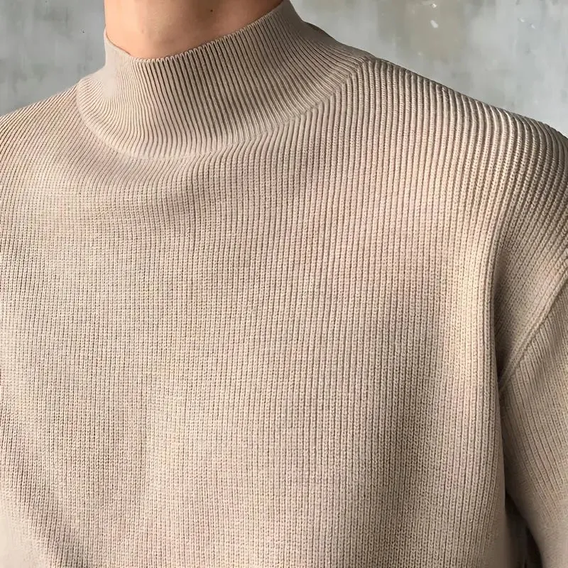 ChicMy-Fall Outfits -2024 Autumn and Winter New Men Clothes Half Turtleneck Knitted Sweater Men Loose Korean Fashion Solid Color Bottoming Sweaters