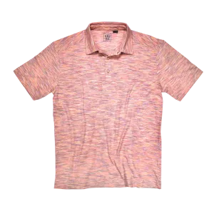 Color Injected Spaced Dyed Jersey Polo, Orange Multi