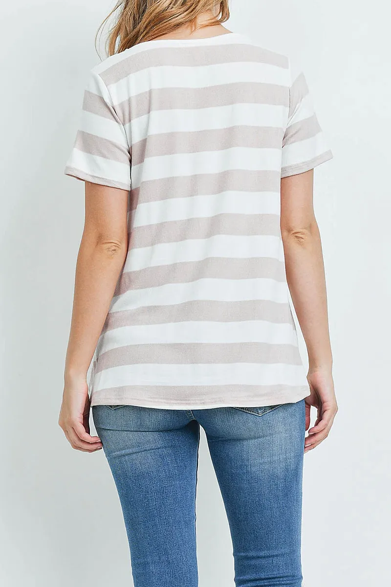 CRISSCROSS NECKLINE STRIPED TOP