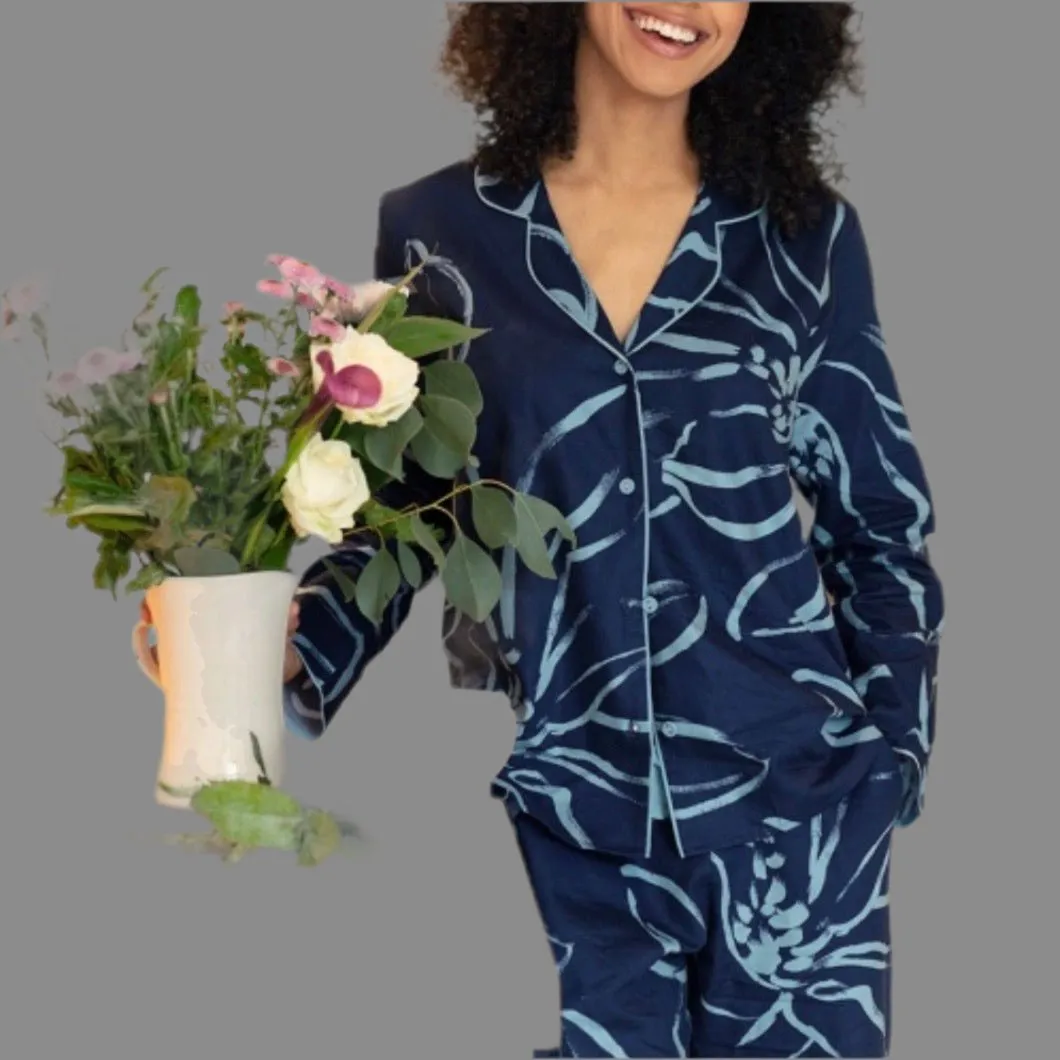 Cyberjammies - Emma Floral Print Pjs - Navy
