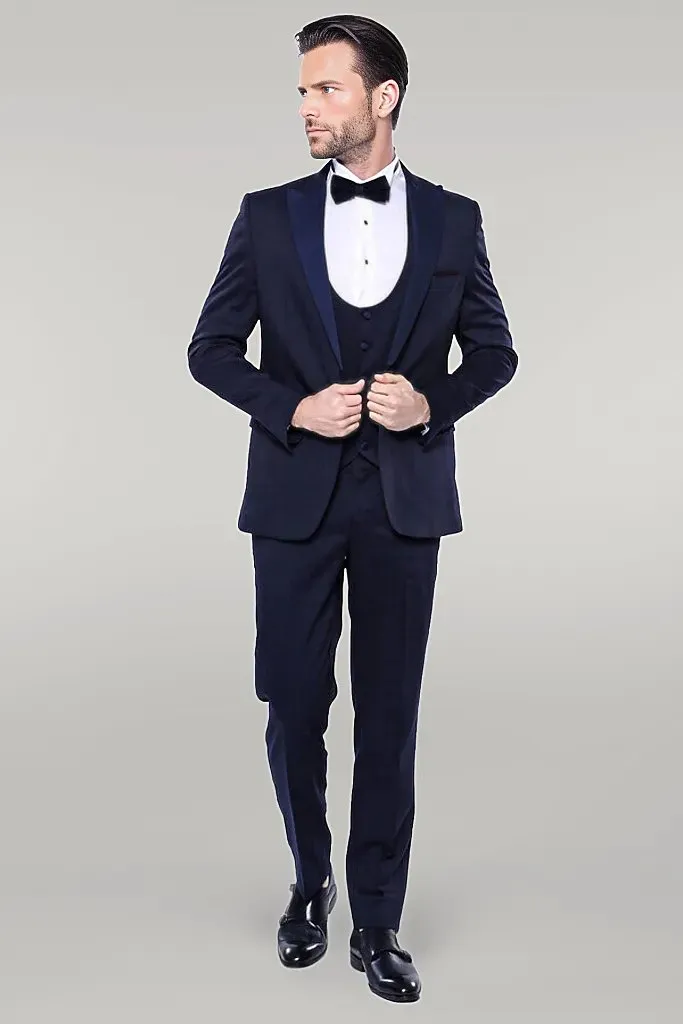 Detachable Lapel Navy Suit | Wessi