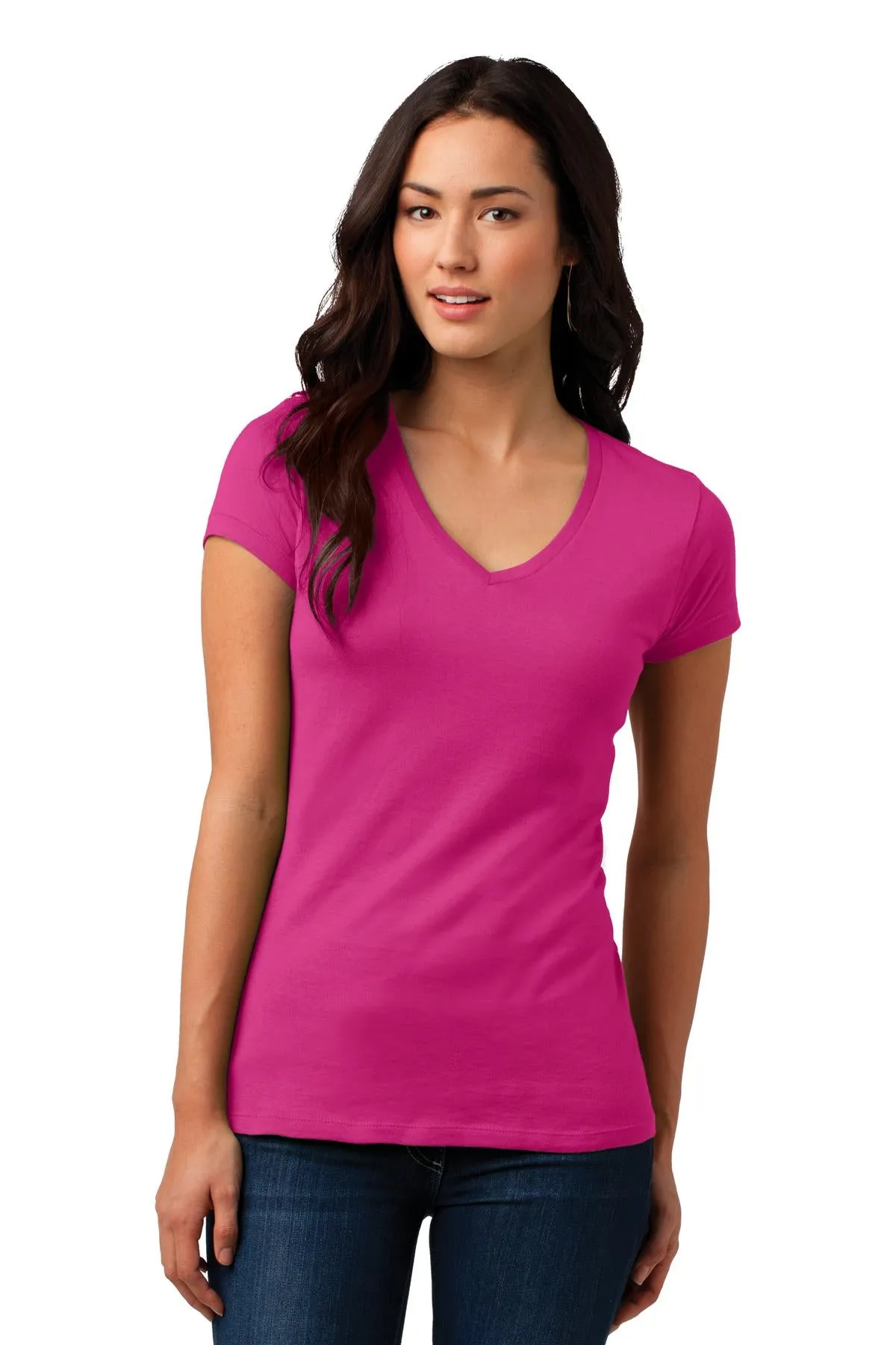 District Juniors Soft Wash V-Neck Tee. DT4501