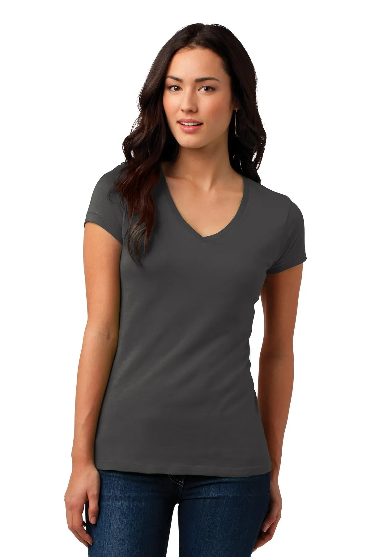 District Juniors Soft Wash V-Neck Tee. DT4501