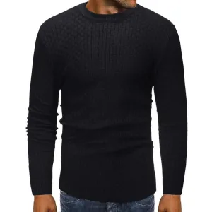 FIRERO Men's Long Sleeve Autumn Winter Slub Pattern Casual Top Blouse Knitted Sweater