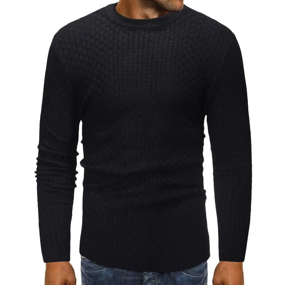 FIRERO Men's Long Sleeve Autumn Winter Slub Pattern Casual Top Blouse Knitted Sweater