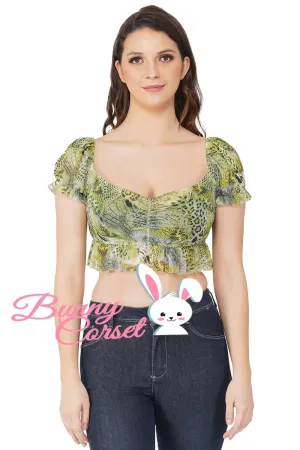 Giselle Snake Print Power Mesh Top