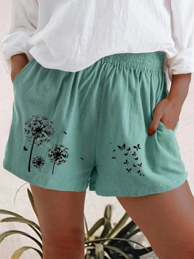 Glow Chic's Dandelion Print Shorts with Pockets