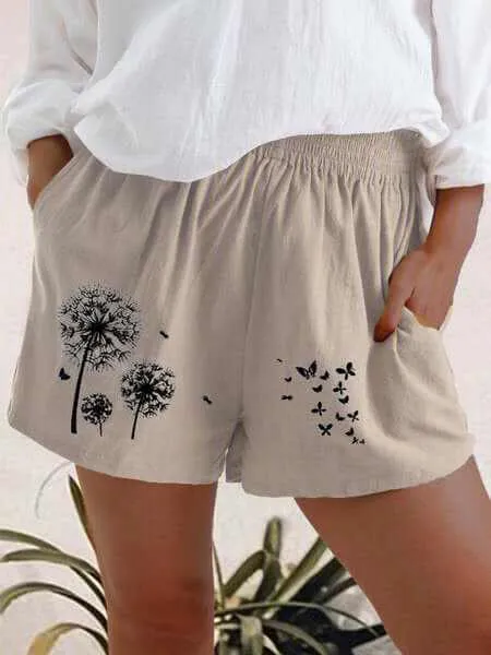 Glow Chic's Dandelion Print Shorts with Pockets