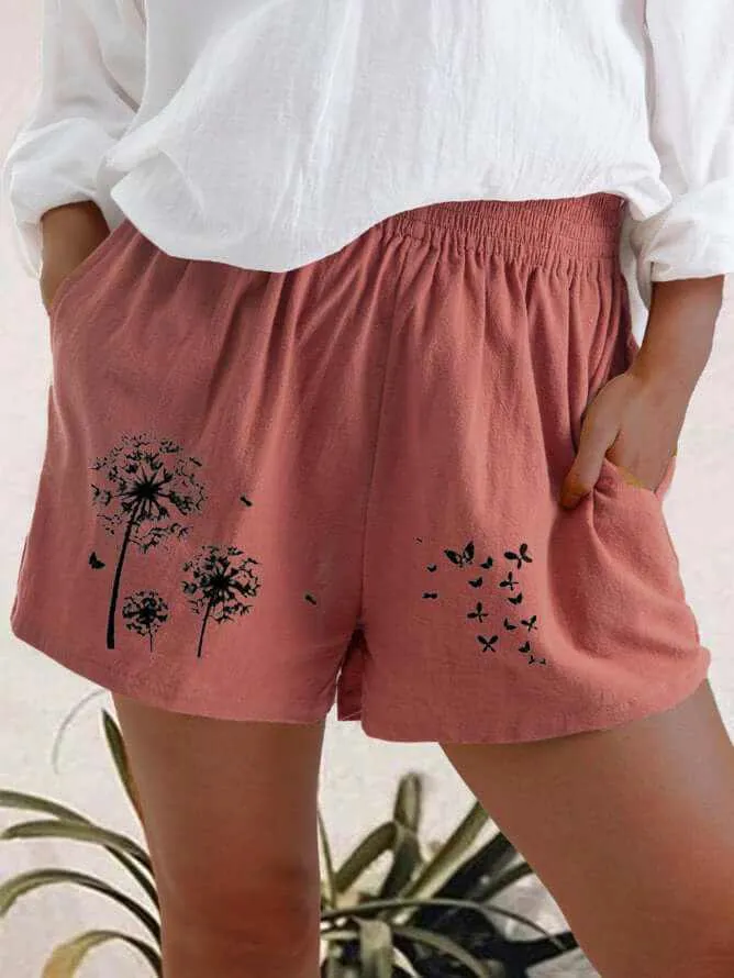 Glow Chic's Dandelion Print Shorts with Pockets