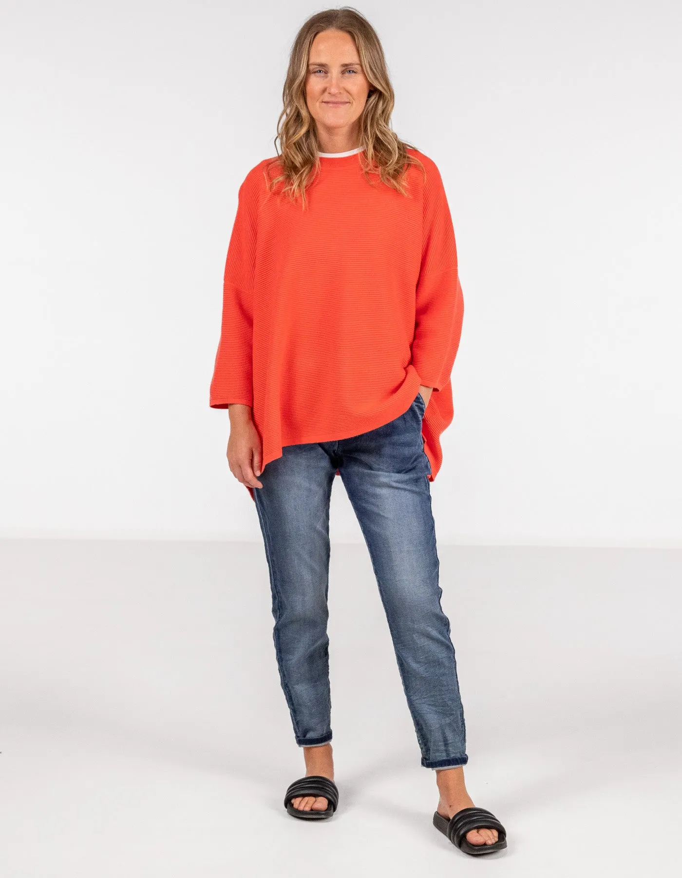 Juniper Oversize Ribbed Knit Jumper in Orange