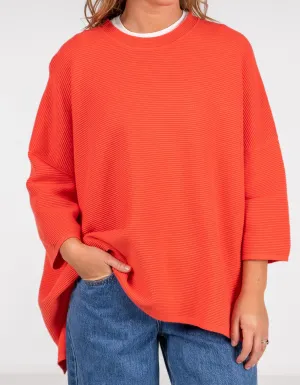 Juniper Oversize Ribbed Knit Jumper in Orange