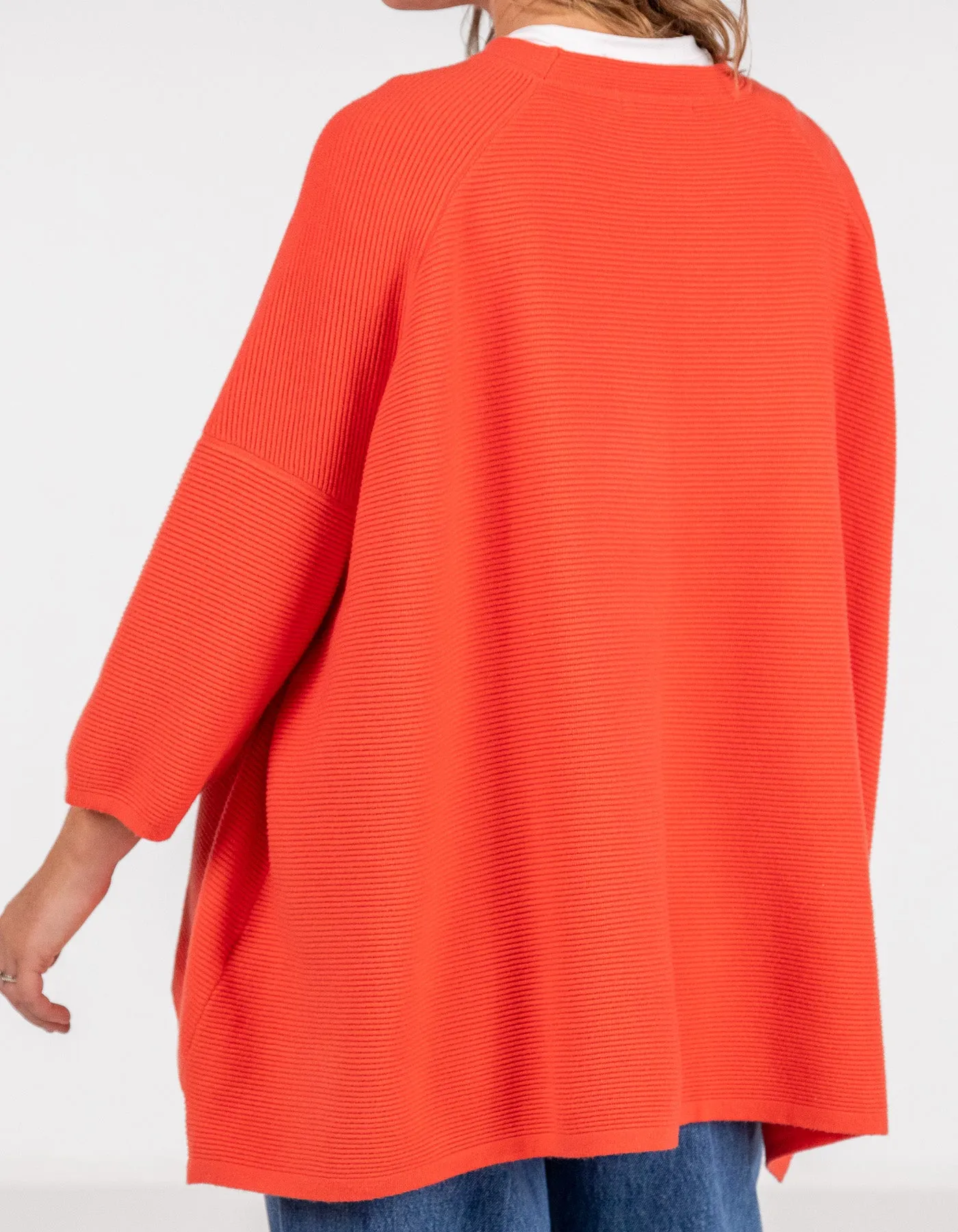 Juniper Oversize Ribbed Knit Jumper in Orange