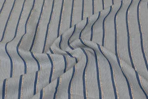 Light Blue & Golden Stripes Yarn Dyed Lurex Rayon Fabric