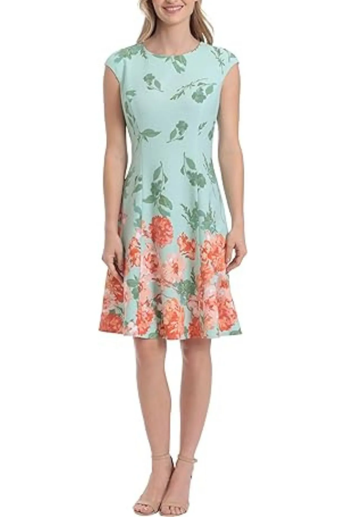 London Times Floral Scuba Crepe Fit & Flare Dress