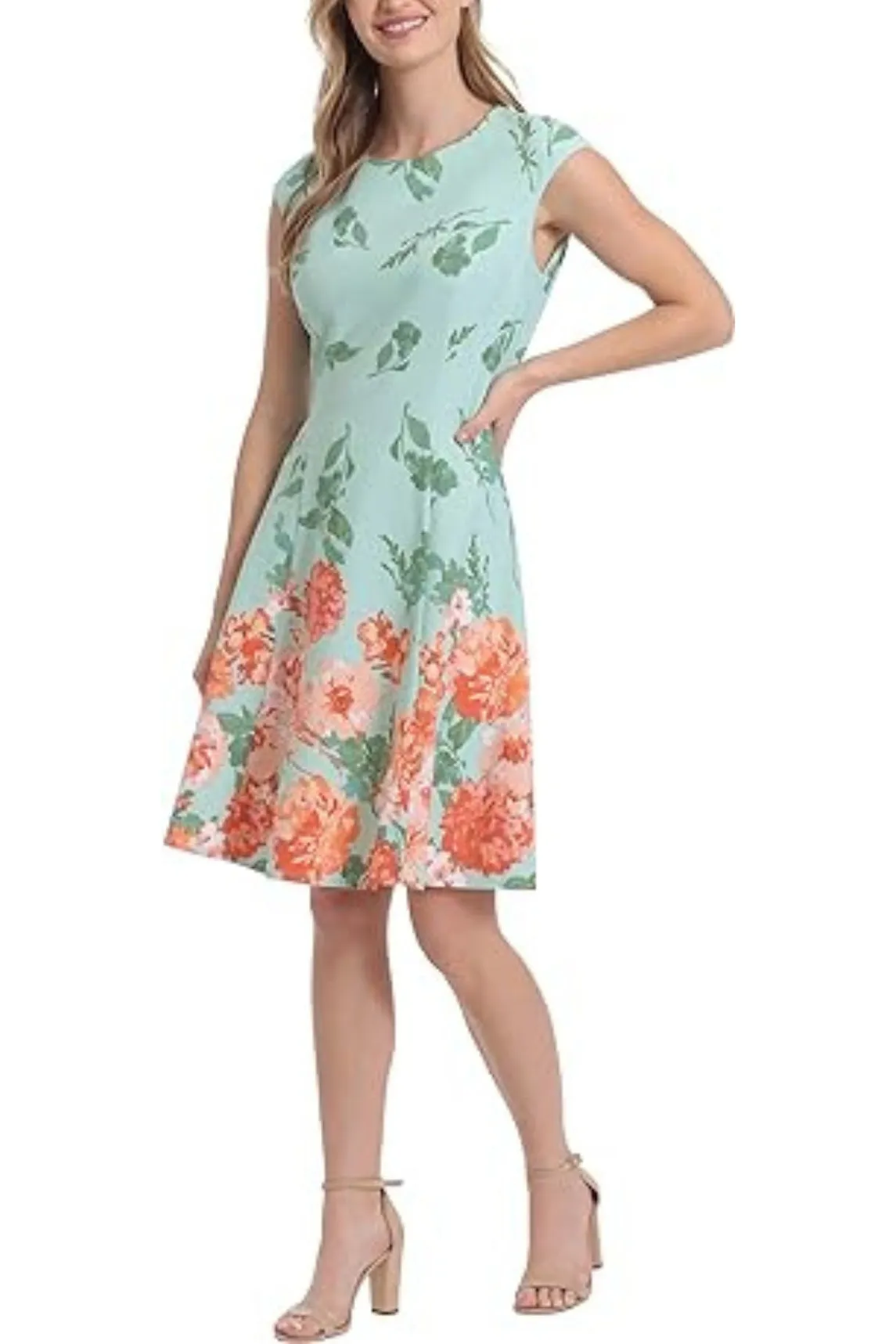 London Times Floral Scuba Crepe Fit & Flare Dress