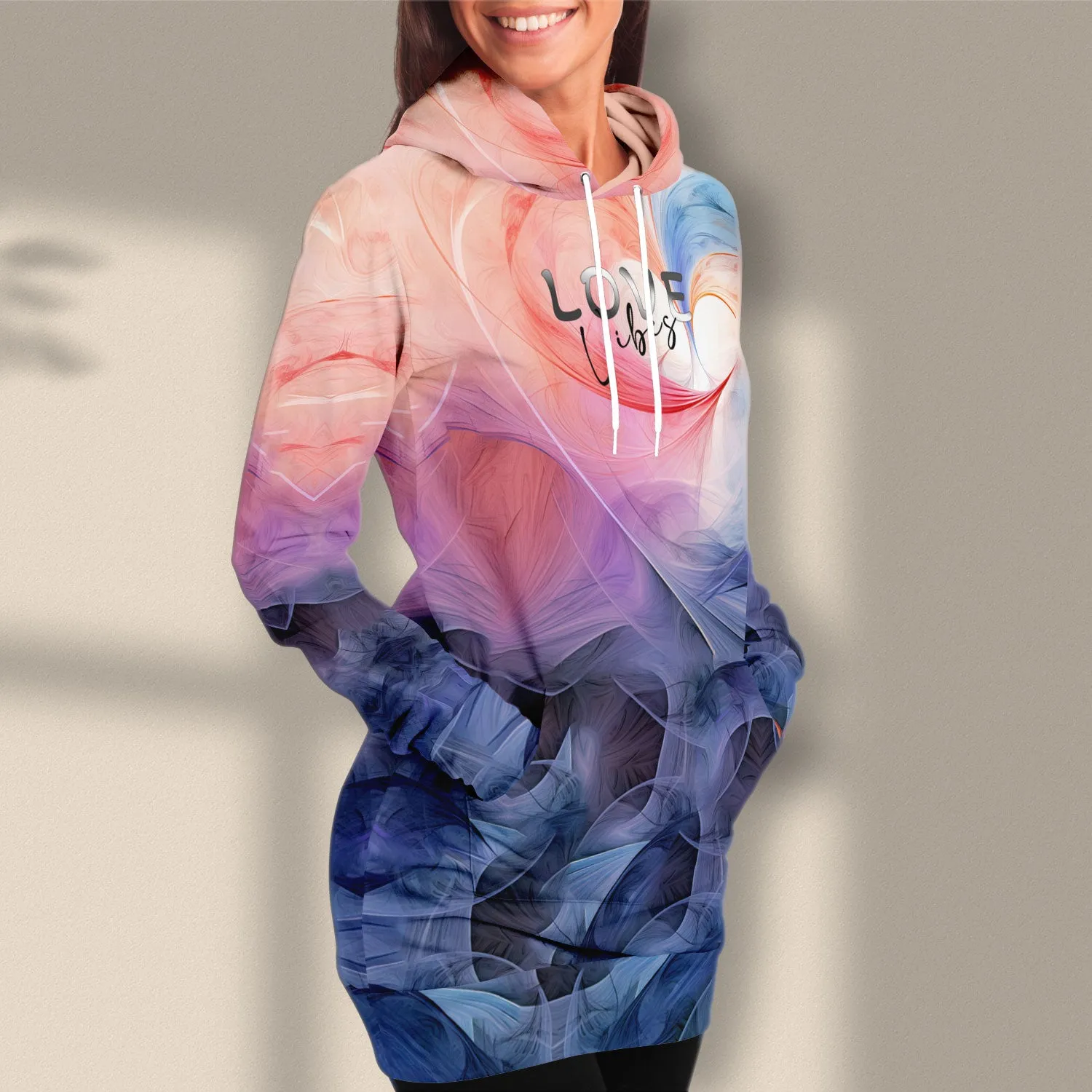 Longline Hoodie Love Vibes