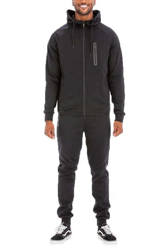 Men's Active Wear Light Grey Zipper Jacket & Pants Tracksuit