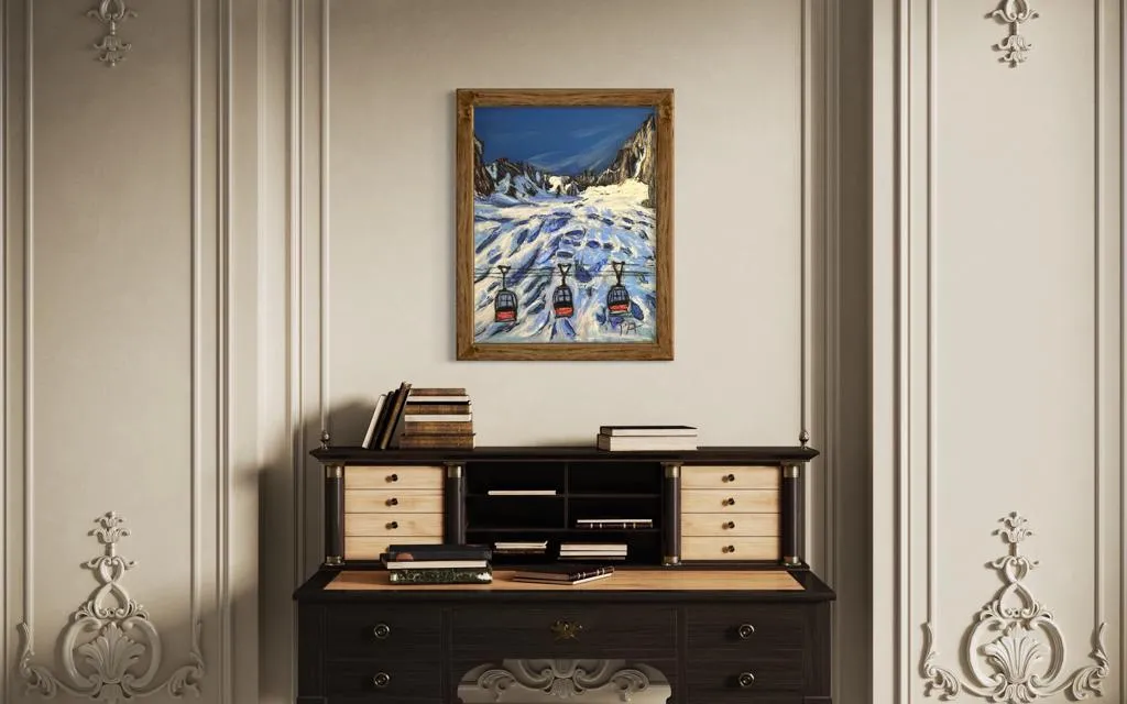 Mer de Glace with Panoramic Mont Blanc Lift Pastels Painting