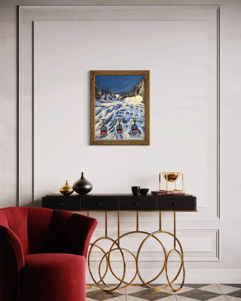 Mer de Glace with Panoramic Mont Blanc Lift Pastels Painting