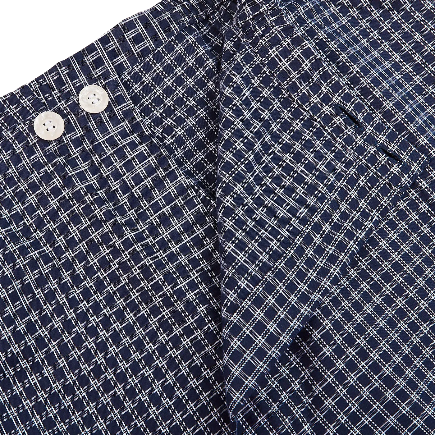 Navy Checked Cotton Classic Fit Pyjamas