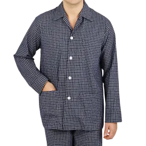 Navy Checked Cotton Classic Fit Pyjamas