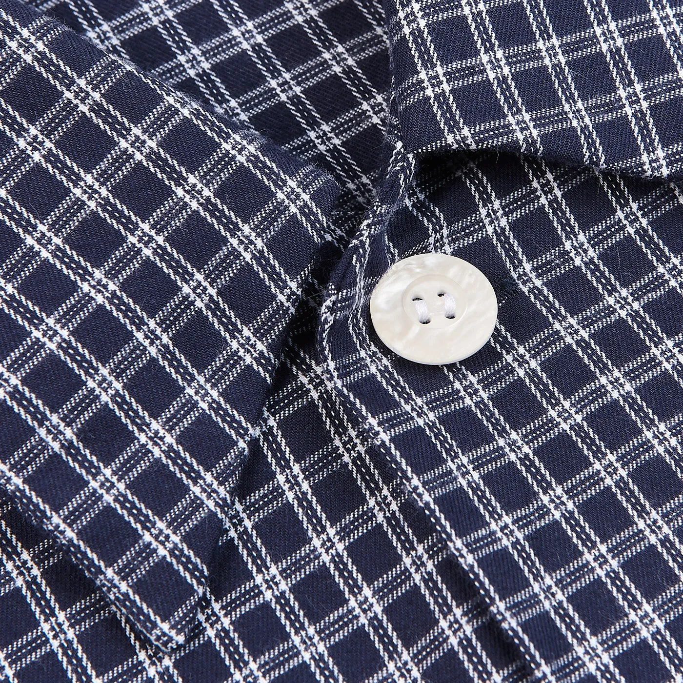 Navy Checked Cotton Classic Fit Pyjamas