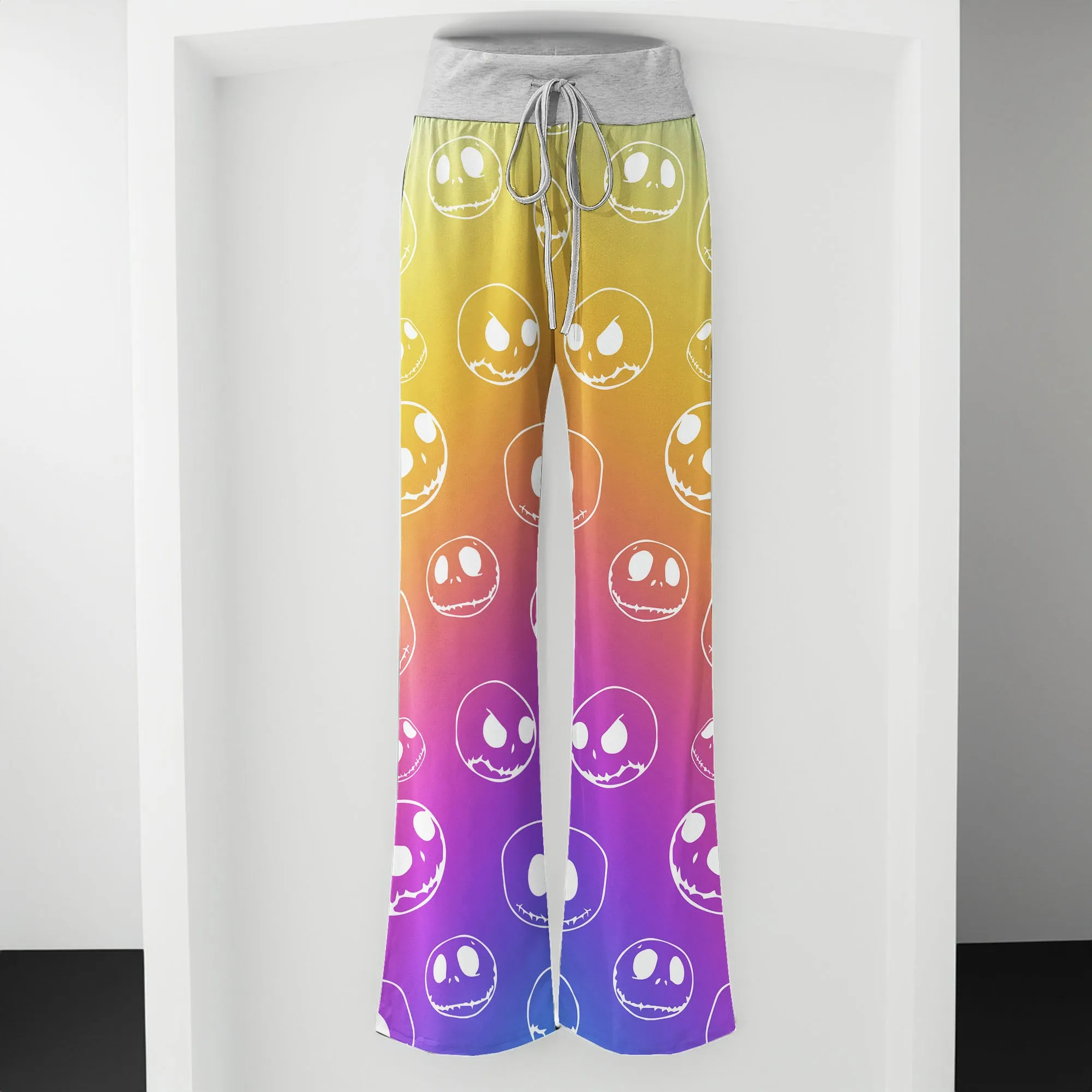 Pastel Nigthmare Pattern Women's High-waisted Wide Leg Pants