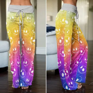 Pastel Nigthmare Pattern Women's High-waisted Wide Leg Pants