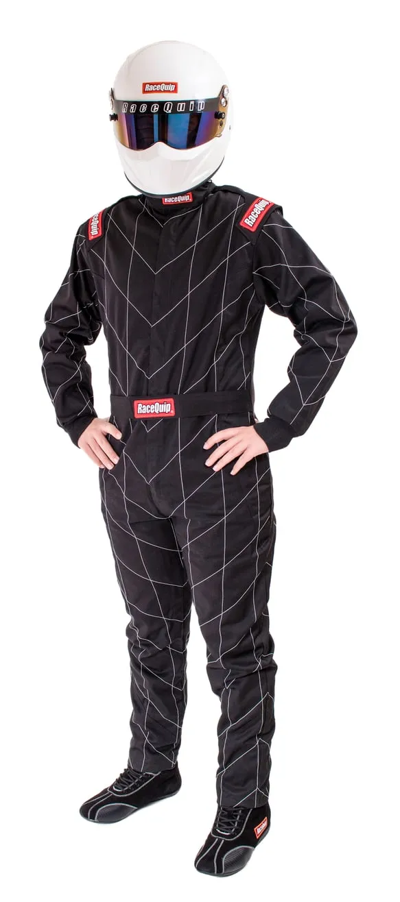 RaceQuip One Piece Single Layer Fire Suit - Black - Medium Tall - 130904