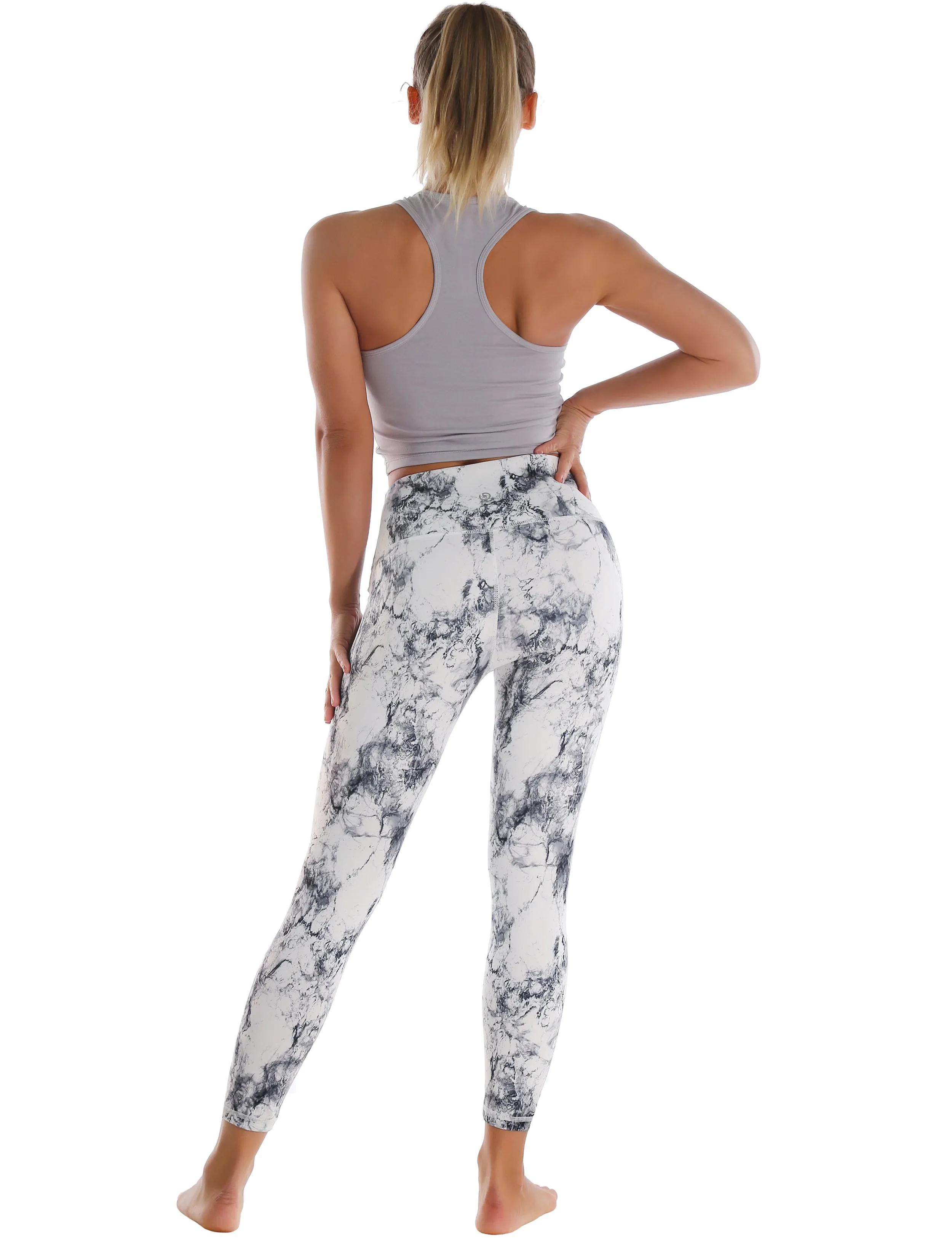 Racerback Athletic Crop Tank Tops heathergray_yogastudio