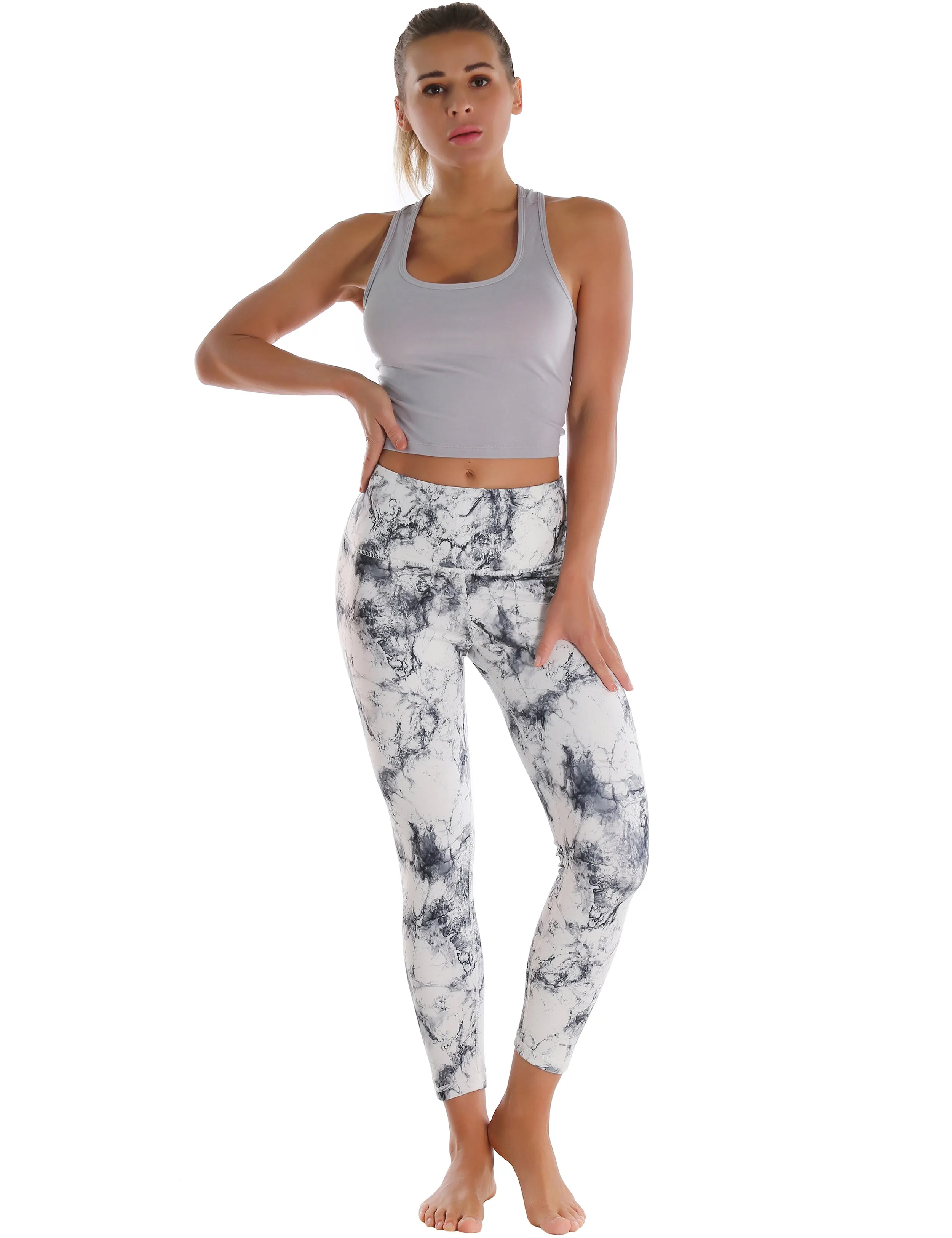Racerback Athletic Crop Tank Tops heathergray_yogastudio