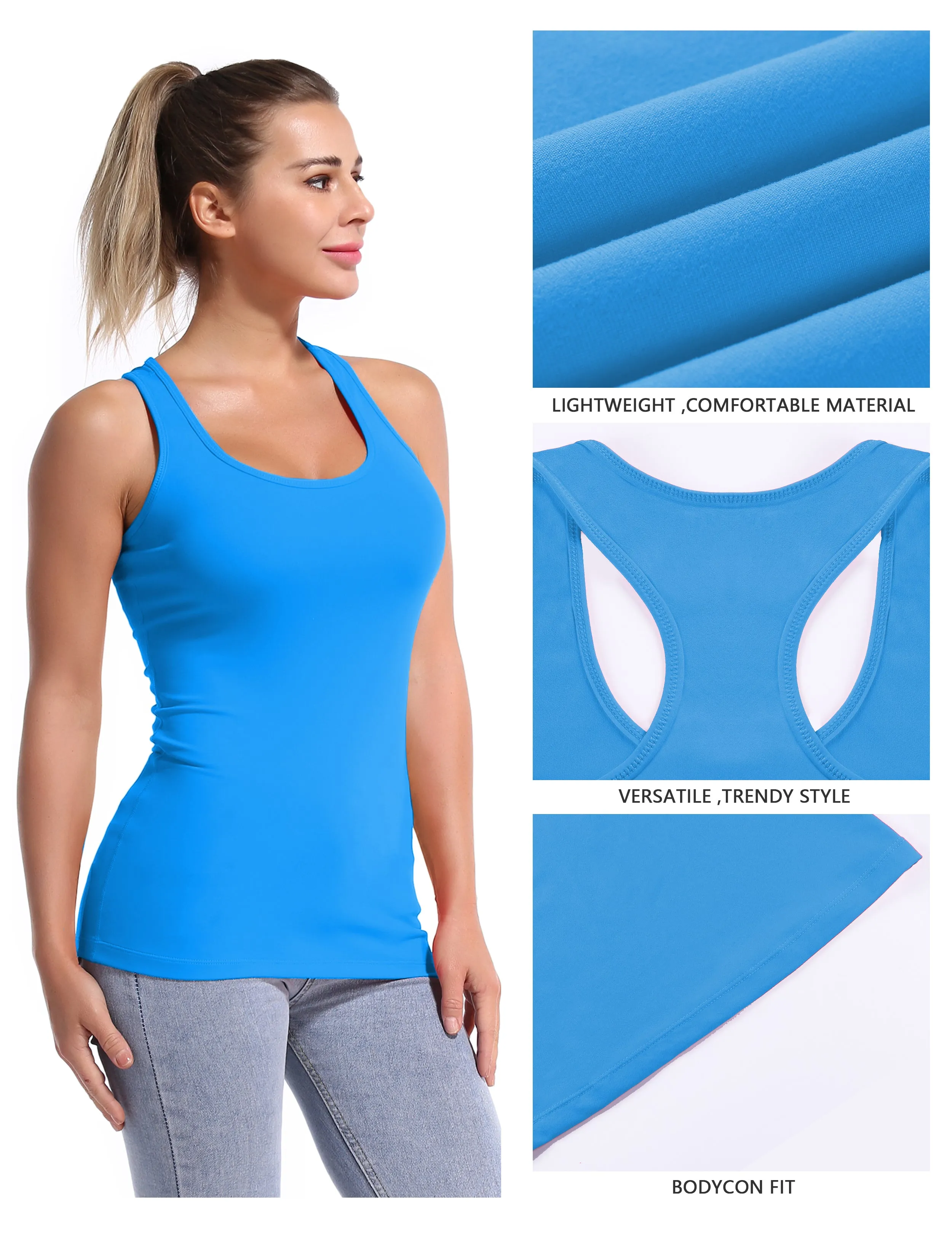 Racerback Athletic Tank Tops electricblue_Jogging