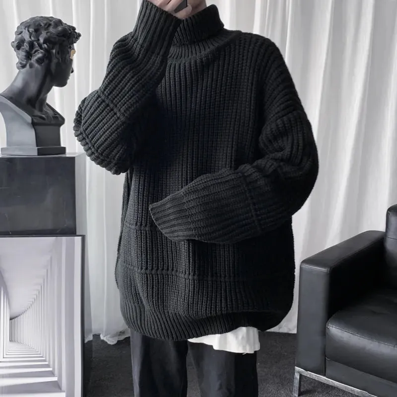Riolio Autumn Winter Mens Casual Turtleneck Pullover Men's Long Sleeve Rollneck Sweater Korean Style Fashion Warm Knitted Sweater